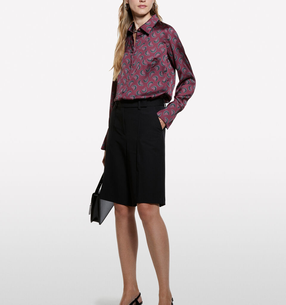 Blush shirt in printed satin - women's shirts - Blush | Sisley image number 1